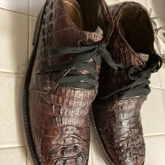 HAND CRAFTED BROWN ALLIGATOR SHOES 11.5 EE main image 6